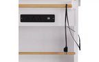 JVNOXK Îlot de cuisine 5 roues de 135 cm avec 2 supports pour tabourets de bar, plateau pliant, étagères latérales ouvertes et tiroirs. Convient aux cuisines. Blanc