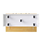 JVNOXK Îlot de cuisine 5 roues de 135 cm avec 2 supports pour tabourets de bar, plateau pliant, étagères latérales ouvertes et tiroirs. Convient aux cuisines. Blanc