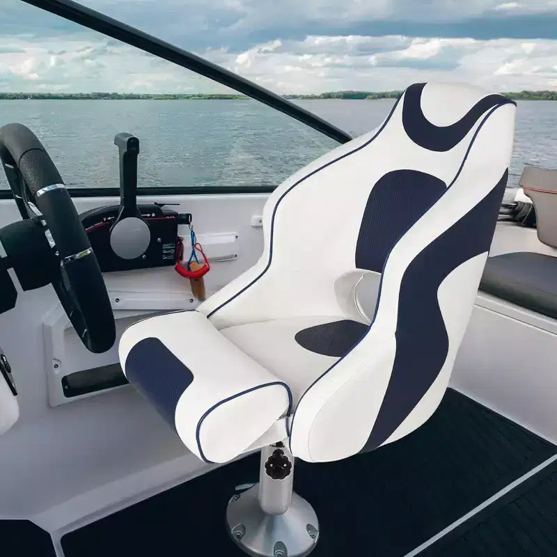 Fauteuil Capitaine, Siège de Bateau en Vinyle Marine avec Rembourrage Épais en Éponge et Dossier Ergonomique, Siège de Ponton de 42 cm de Large