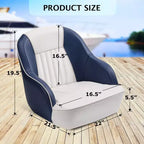Fauteuil Capitaine, Siège de Bateau en Vinyle Marine avec Rembourrage Épais en Éponge et Dossier Ergonomique, Siège de Ponton de 42 cm de Large