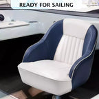 Fauteuil Capitaine, Siège de Bateau en Vinyle Marine avec Rembourrage Épais en Éponge et Dossier Ergonomique, Siège de Ponton de 42 cm de Large