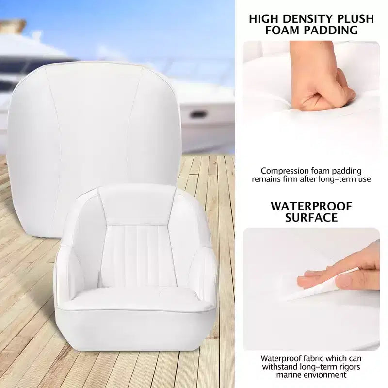 Fauteuil Capitaine, Siège de Bateau en Vinyle Marine avec Rembourrage Épais en Éponge et Dossier Ergonomique, Siège de Ponton de 42 cm de Large