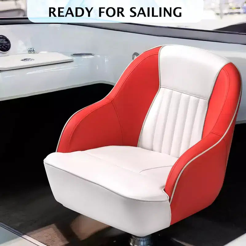 Fauteuil Capitaine, Siège de Bateau en Vinyle Marine avec Rembourrage Épais en Éponge et Dossier Ergonomique, Siège de Ponton de 42 cm de Large