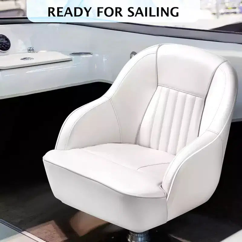 Fauteuil Capitaine, Siège de Bateau en Vinyle Marine avec Rembourrage Épais en Éponge et Dossier Ergonomique, Siège de Ponton de 42 cm de Large