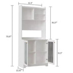 GustoWave Armoire de cuisine autonome de 180 cm avec 2 portes en verre, 7 compartiments de rangement et étagères réglables