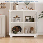 GustoWave Armoire de cuisine autonome de 180 cm avec 2 portes en verre, 7 compartiments de rangement et étagères réglables