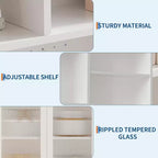 GustoWave Armoire de cuisine autonome de 180 cm avec 2 portes en verre, 7 compartiments de rangement et étagères réglables