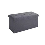 Banc de rangement pliant, Pouf repose-pieds, Banc de bout de lit, Coffre de rangement, avec couvercle rabattable, pour salon, chambre à coucher, entrée, gris