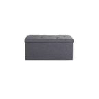 Banc de rangement pliant, Pouf repose-pieds, Banc de bout de lit, Coffre de rangement, avec couvercle rabattable, pour salon, chambre à coucher, entrée, gris
