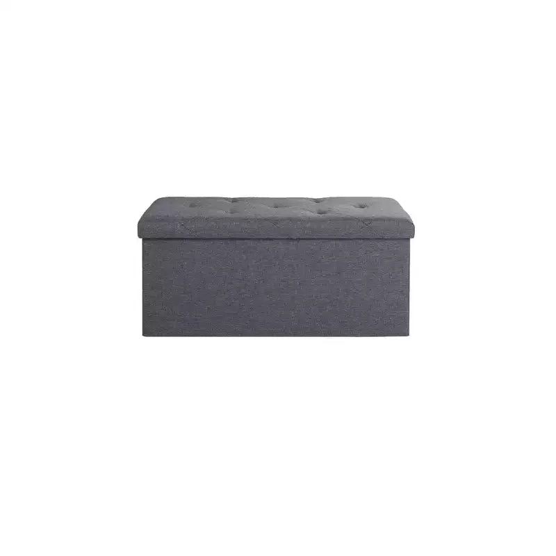 Banc de rangement pliant, Pouf repose-pieds, Banc de bout de lit, Coffre de rangement, avec couvercle rabattable, pour salon, chambre à coucher, entrée, gris