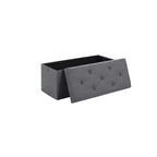 Banc de rangement pliant, Pouf repose-pieds, Banc de bout de lit, Coffre de rangement, avec couvercle rabattable, pour salon, chambre à coucher, entrée, gris