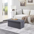 Folding Storage Ottoman Bench, Ottoman Foot Rest, End of Bed Bench, Storage Chest, with Flipping Lid, for Living Room, Bedroom, Entryway, Gray