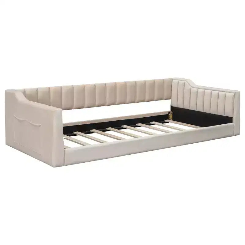 Lit de repos moderne en velours Luxystar avec poches latérales