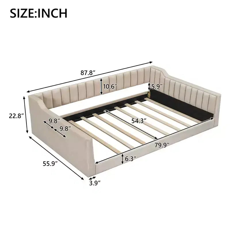 Lit de repos moderne en velours Luxystar avec poches latérales