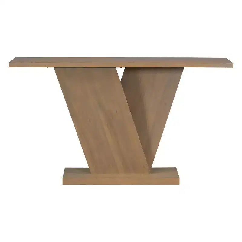 Table console d'entrée Whisen V-Base, table de couloir d'appoint, table de canapé mince avec placage en bois naturel, polyvalence classique