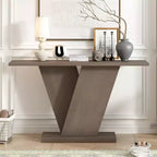 Table console d'entrée Whisen V-Base, table de couloir d'appoint, table de canapé mince avec placage en bois naturel, polyvalence classique