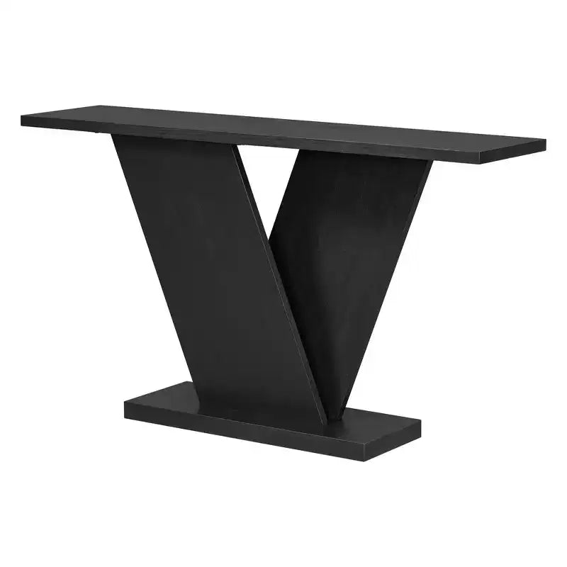 Table console d'entrée Whisen V-Base, table de couloir d'appoint, table de canapé mince avec placage en bois naturel, polyvalence classique
