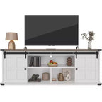 Meuble TV de ferme GustoWave 70 pour téléviseurs de 70 à 80 pouces, meuble de divertissement rustique avec portes coulissantes de grange, armoires de rangement