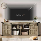 Meuble TV de ferme GustoWave 70 pour téléviseurs de 70 à 80 pouces, meuble de divertissement rustique avec portes coulissantes de grange, armoires de rangement