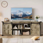 Meuble TV de ferme GustoWave 70 pour téléviseurs de 70 à 80 pouces, meuble de divertissement rustique avec portes coulissantes de grange, armoires de rangement