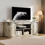 Meuble TV de ferme GustoWave 70 pour téléviseurs de 70 à 80 pouces, meuble de divertissement rustique avec portes coulissantes de grange, armoires de rangement