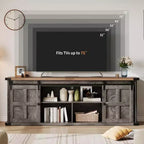 Meuble TV de ferme GustoWave 70 pour téléviseurs de 70 à 80 pouces, meuble de divertissement rustique avec portes coulissantes de grange, armoires de rangement