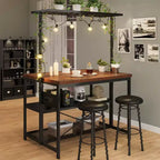 47 Îlot de cuisine avec rangement – Table de préparation multifonctionnelle avec étagères à 3 niveaux, étagère à boulanger et 5 crochets, Station à café pour l'organisation de la cuisine