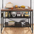 47 Îlot de cuisine avec rangement – Table de préparation multifonctionnelle avec étagères à 3 niveaux, étagère à boulanger et 5 crochets, Station à café pour l'organisation de la cuisine