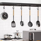 47 Îlot de cuisine avec rangement – Table de préparation multifonctionnelle avec étagères à 3 niveaux, étagère à boulanger et 5 crochets, Station à café pour l'organisation de la cuisine