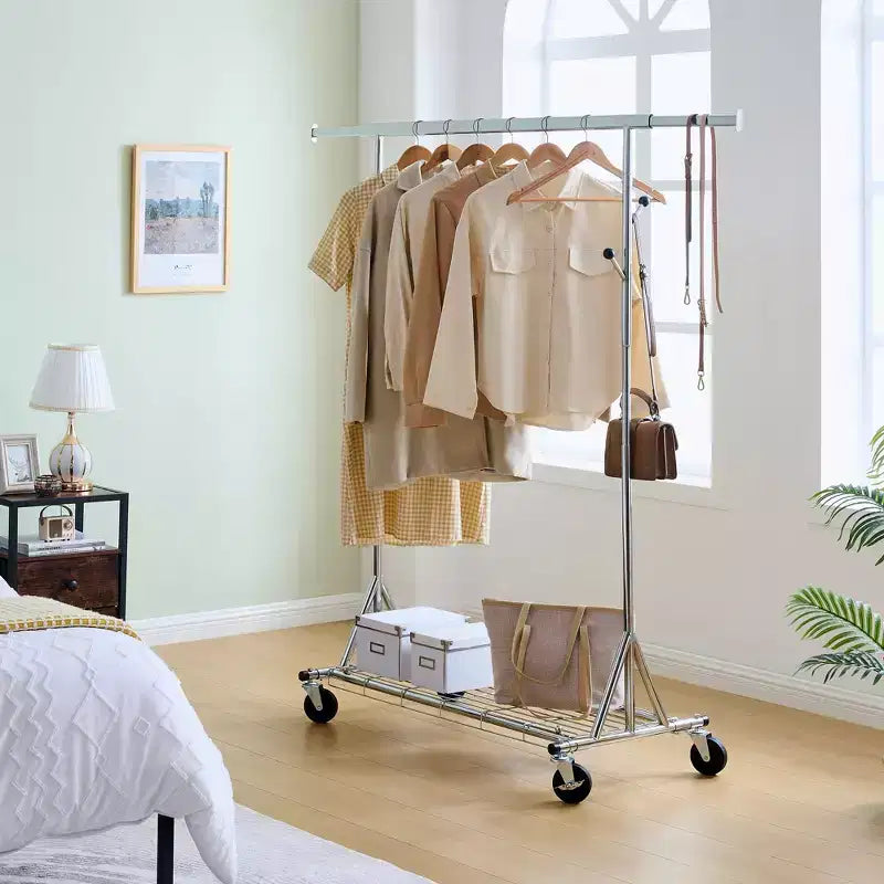 Portant à vêtements roulant robuste VIYET 68 600 livres, portant à vêtements commercial en fer pliable (cintres portables pour chambre à coucher)
