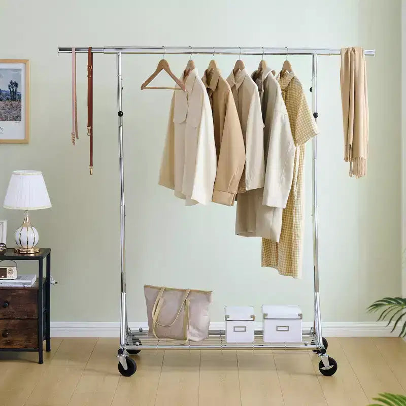 Portant à vêtements roulant robuste VIYET 68 600 livres, portant à vêtements commercial en fer pliable (cintres portables pour chambre à coucher)