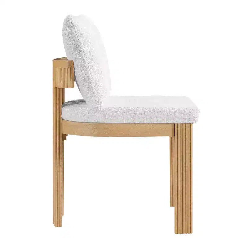 Christopher Knight Home Eunseo, chaises de salle à manger modernes en tissu bouclé et bois d'hévéa (lot de 2)