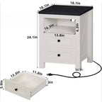 BALHAM TRADE-Table de chevet de ferme, lot de 2 avec recharge USB, 2 tiroirs et étagère ouverte
