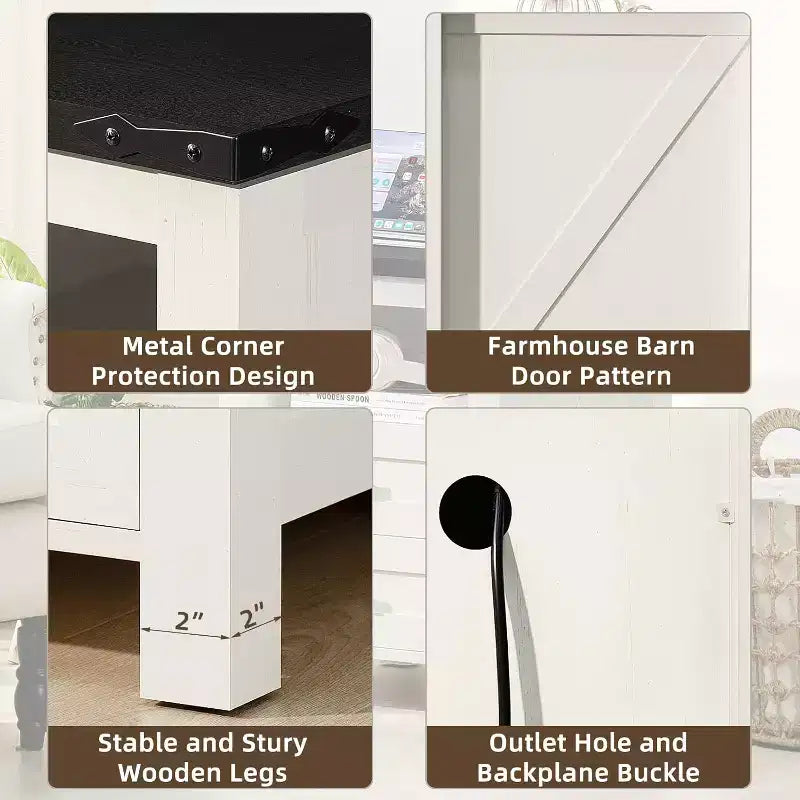 BALHAM TRADE-Table de chevet de ferme, lot de 2 avec recharge USB, 2 tiroirs et étagère ouverte