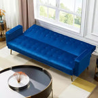 MooxvMoo 75 Canapé-lit futon convertible, canapé futon moderne à dossier réglable avec pieds en métal pour salon, appartement, bureau, bleu