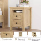 MAYEERTY Ensemble de chambre à coucher 3 pièces de taille Queen avec tête de lit de rangement à portes coulissantes doubles et table de chevet de rangement avec station de charge et commode pour chambre à coucher, couleur naturelle