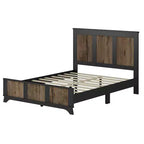 Ensemble de chambre MAYEERTY 4 pièces, lit plateforme Queen Size avec autocollants décoratifs en lattes de bois, table de chevet de rangement et commode avec poignée en métal pour chambre à coucher Noir