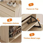 GarveeHome Armoire à chaussures avec 3 tiroirs basculants, meuble à chaussures en bois avec étagère réglable, rangement à chaussures, armoire à chaussures dissimulée pour entrée