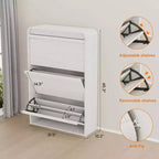 GarveeHome Armoire à chaussures avec 3 tiroirs basculants, meuble à chaussures en bois avec étagère réglable, rangement à chaussures, armoire à chaussures dissimulée pour entrée