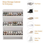 GarveeHome Armoire à chaussures avec 3 tiroirs basculants, meuble à chaussures en bois avec étagère réglable, rangement à chaussures, armoire à chaussures dissimulée pour entrée