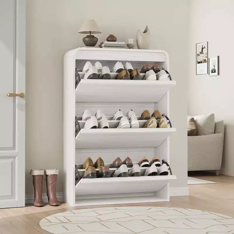 GarveeHome Armoire à chaussures avec 3 tiroirs basculants, meuble à chaussures en bois avec étagère réglable, rangement à chaussures, armoire à chaussures dissimulée pour entrée