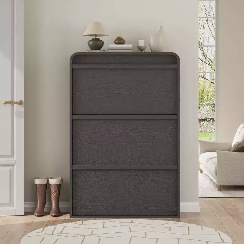 GarveeHome Armoire à chaussures avec 3 tiroirs basculants, meuble à chaussures en bois avec étagère réglable, rangement à chaussures, armoire à chaussures dissimulée pour entrée
