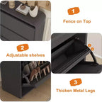 GarveeHome Armoire à chaussures avec 3 tiroirs basculants, meuble à chaussures en bois avec étagère réglable, rangement à chaussures, armoire à chaussures dissimulée pour entrée