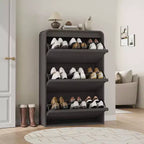 GarveeHome Armoire à chaussures avec 3 tiroirs basculants, meuble à chaussures en bois avec étagère réglable, rangement à chaussures, armoire à chaussures dissimulée pour entrée