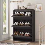 GarveeHome Shoe Cabinet with 3 Flip Drawers, Wooden Shoe Organizer Cabinet with Adjustable Shelf, Shoe Storage, Hidden Shoe Cabinet for Entryway