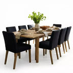 Ensemble de salle à manger extensible pour 8, table rectangulaire avec rallonges amovibles et chaises en lin sans accoudoirs, avec pieds en bois massif-Panipeachy