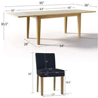 Ensemble de salle à manger extensible pour 8, table rectangulaire avec rallonges amovibles et chaises en lin sans accoudoirs, avec pieds en bois massif-Panipeachy