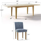 Ensemble de salle à manger extensible pour 8, table rectangulaire avec rallonges amovibles et chaises en lin sans accoudoirs, avec pieds en bois massif-Panipeachy
