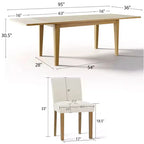Ensemble de salle à manger extensible pour 8, table rectangulaire avec rallonges amovibles et chaises en lin sans accoudoirs, avec pieds en bois massif-Panipeachy