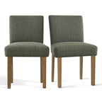 Ensemble de salle à manger extensible pour 8, table rectangulaire avec rallonges amovibles et chaises en lin sans accoudoirs, avec pieds en bois massif-Panipeachy